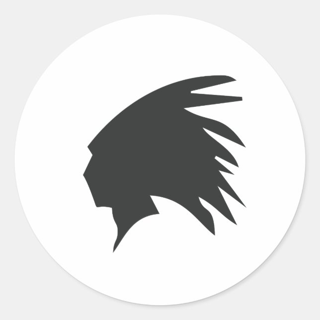 Indianer Runder Aufkleber (Vorderseite)