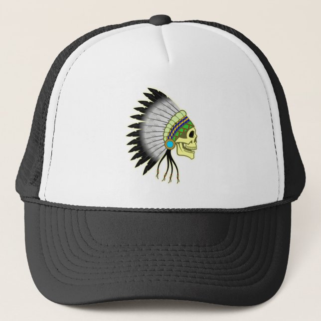 Indianer Totenkopf Häuptling skull chief Truckerkappe (Vorderseite)
