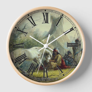 Indianer und sein Pferd 1858 Uhr