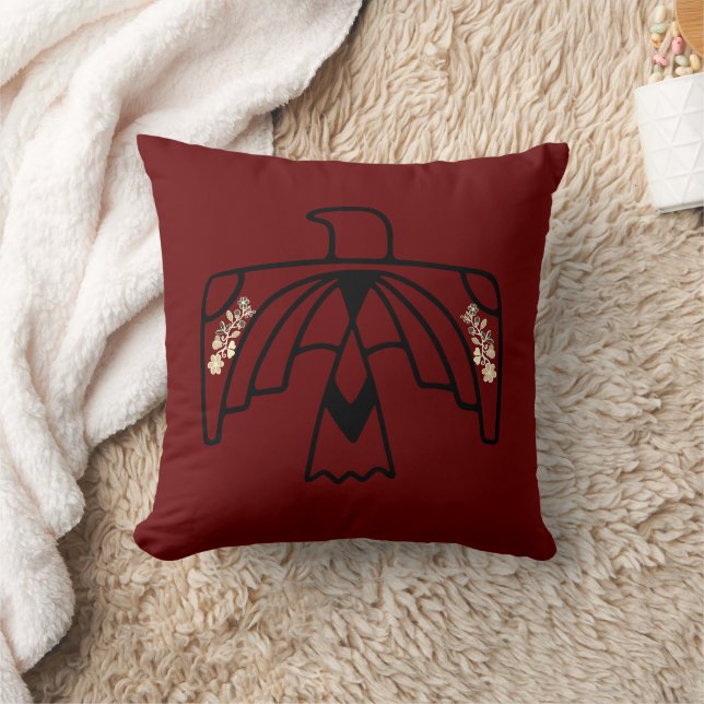 Indianeramerikaner Anishinaabe Eagle Deep Red Kissen (Decke)