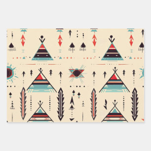 Indianeramerikaner gemustert geschenkpapier set