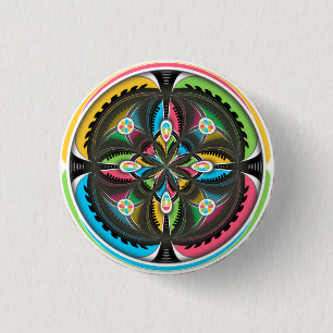 Indianeramerikaner Mandala Abstrakte Kunst Button