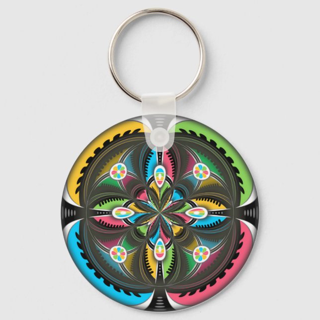 Indianeramerikaner Mandala Abstrakte Kunst Schlüsselanhänger (Vorderseite)