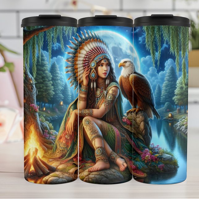Indianeramerikaner Moonlit Maiden und Guardian Eag Thermosbecher (Von Creator hochgeladen)