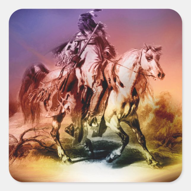 Indianeramerikaner Quadratischer Aufkleber (Vorderseite)
