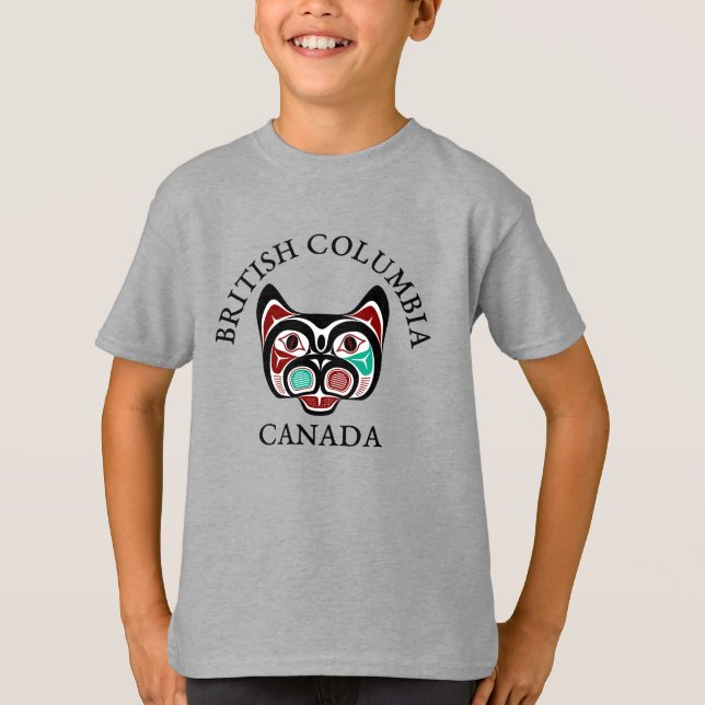 Indianeramerikaner Red Black Green Haida Art Kitty T-Shirt (Vorderseite)