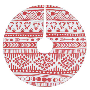 Indianeramerikaner: Red Ink Doodle. Polyester Weihnachtsbaumdecke