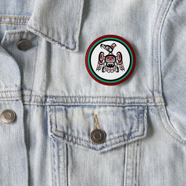 Indianeramerikaner Roter Kaigani Thunderbird Button (Beispiel)