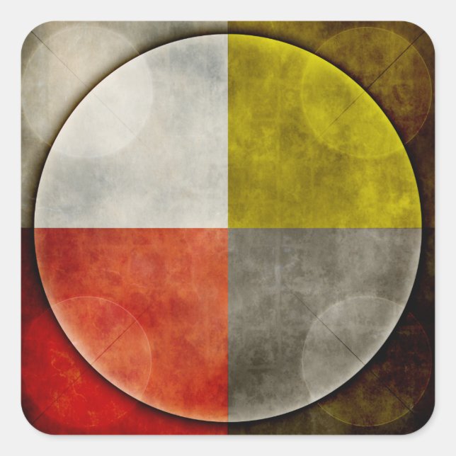 Indianeramerikaner Sacred Hoop Quadratischer Aufkleber (Vorderseite)