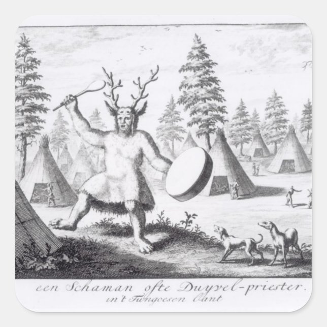Indianeramerikaner Shaman Quadratischer Aufkleber (Vorderseite)