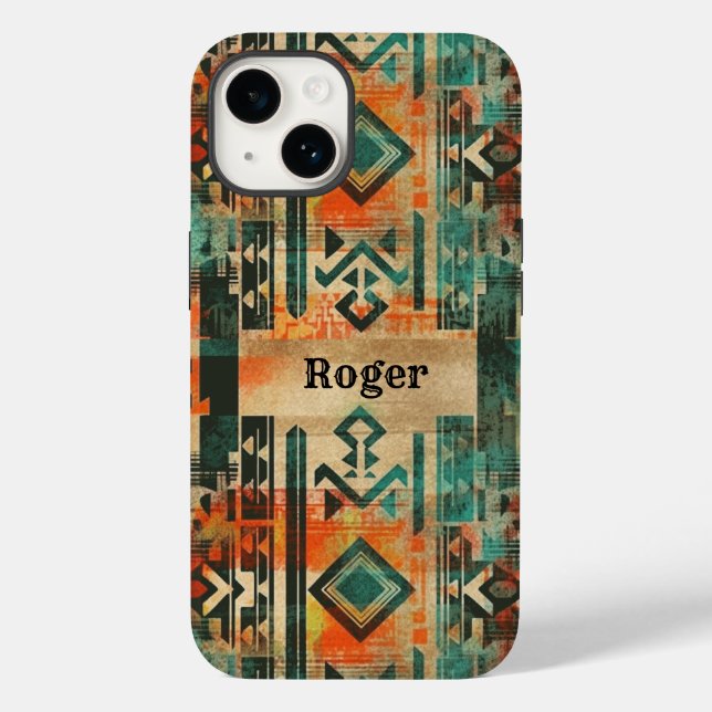 Indianeramerikaner Südwestaztec Personalisiert Case-Mate iPhone 14 Hülle (Rückseite)