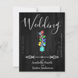 Indianeramerikanerin Anishinaabe Floral Black Wedd Einladung