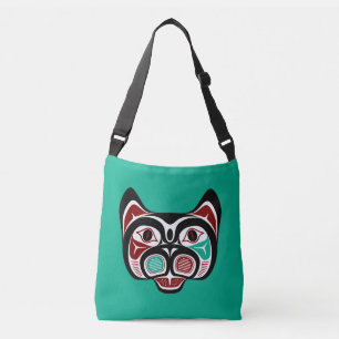 Indianeramerikanisch Red White Black Haida Kitty Tragetaschen Mit Langen Trägern