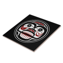 Indianeramerikanisch Rotes Schwarzes Haida Art Wee Fliese