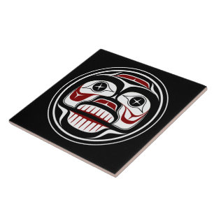 Indianeramerikanisch Rotes Schwarzes Haida Art Wee Fliese