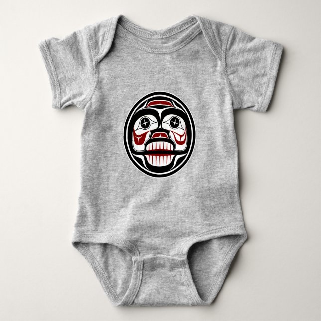 Indianeramerikanisch Rotes Schwarzes Haida Wachtsc Baby Strampler (Vorderseite)