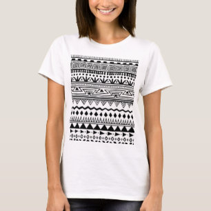 Indianeramerikanisch-Schwarz-Weiß-Muster T-Shirt