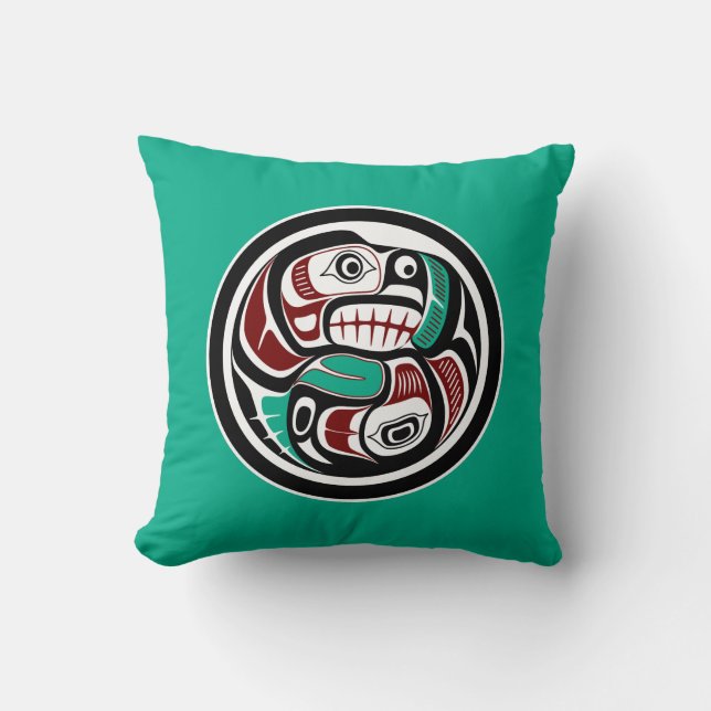 Indianeramerikanischer Roter Schwarz-weiß Haida Ot Kissen (Vorderseite)