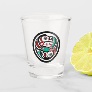 Indianeramerikanischer Roter Schwarz-weiß Haida Ot Schnapsglas