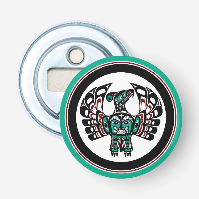 Indianeramerikanischer Roter Schwarzer Grafischer  Flaschenöffner (Vorderseite)