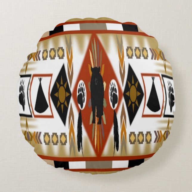 Indianerbärenkranke Rundes Kissen (Vorderseite)