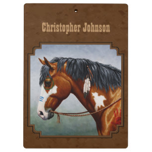 Indianerbucht Pinto Horse Brown Klemmbrett