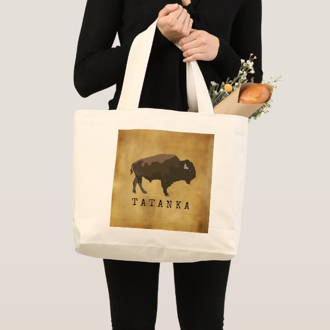 Indianerbüffalo | Bison | Zeichnend Tatanka Jumbo Stoffbeutel (Vorderseite (Produkt))
