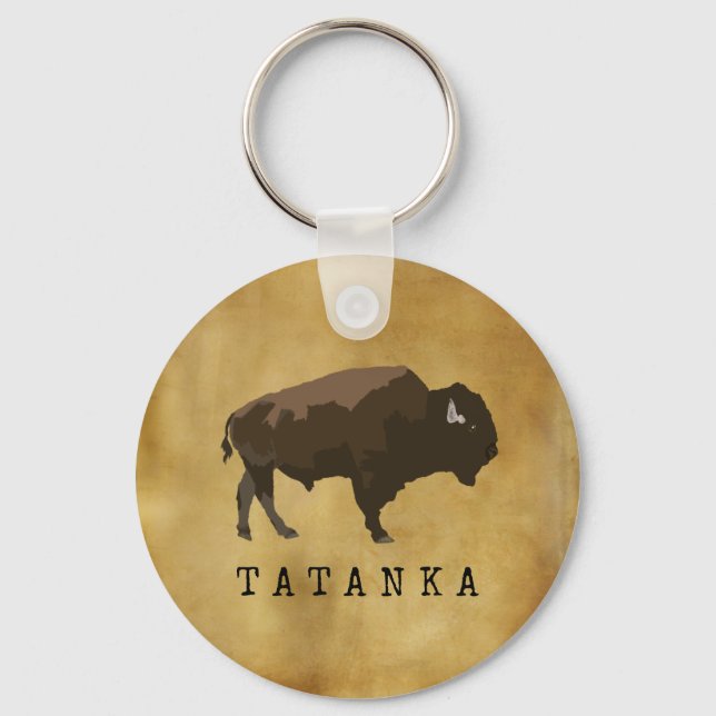 Indianerbüffalo | Bison | Zeichnend Tatanka Schlüsselanhänger (Vorderseite)