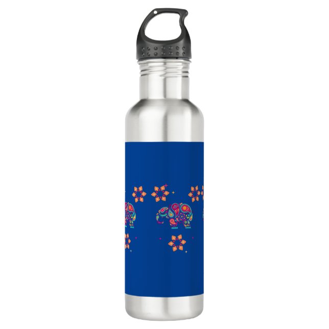 Indianerelefant Diwali mandala Edelstahlflasche (Vorderseite)