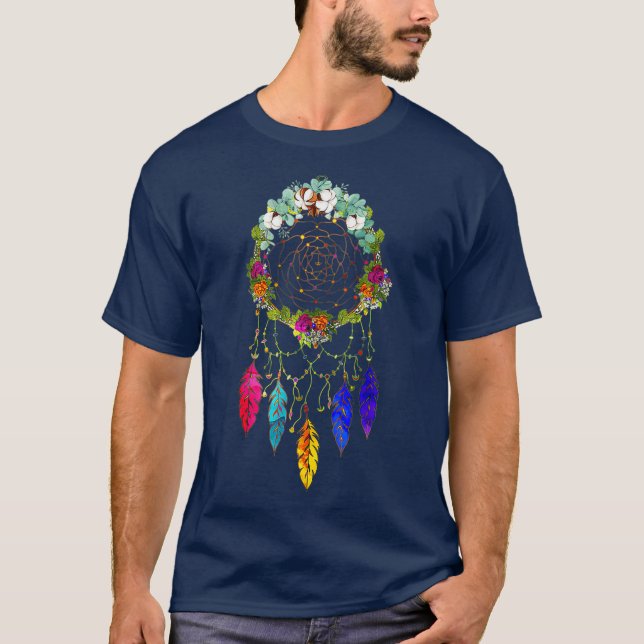 Indianerfeathers als Indianerin farbenfroh T-Shirt (Vorderseite)