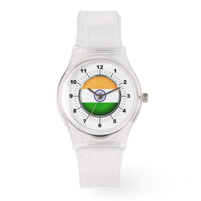 Indianerflagge Sporty Pink Silicon Watch Armbanduhr (Vorderseite)