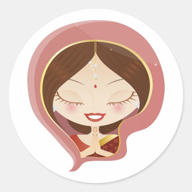 Indianerfrauen beten runder aufkleber (Vorderseite)