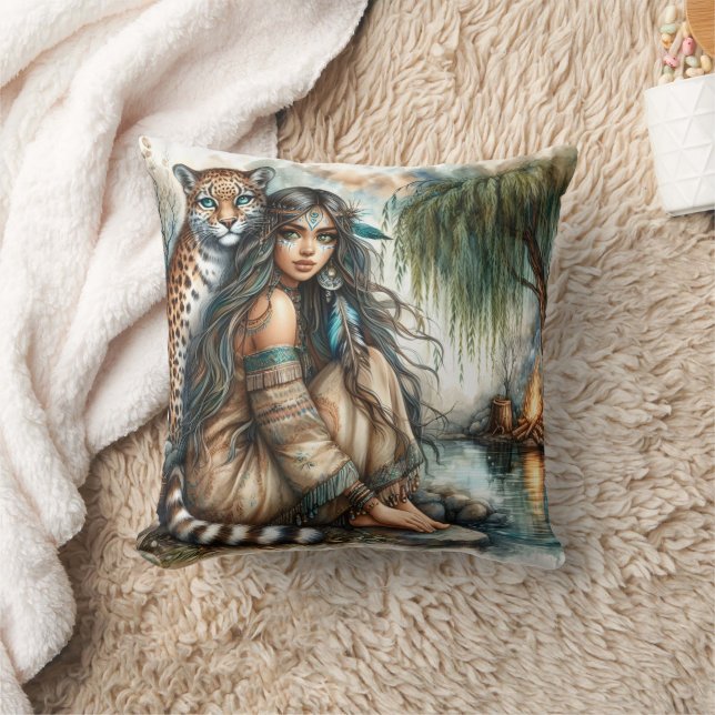 Indianerfrauen mit Tiger von kaltem Wasser Kissen (Decke)