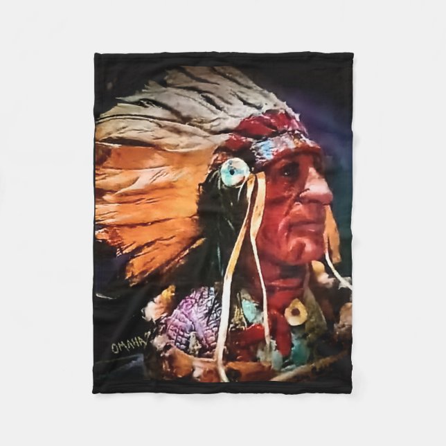 Indianerhäuptling Felldecke Fleecedecke (Vorderseite)
