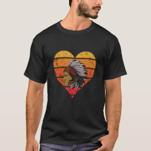 Indianerhäuptling Retro Vintage Herz Native Americ T-Shirt