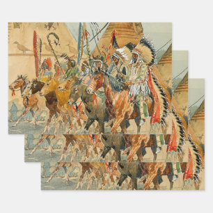 Indianerhäuptlinge mit Standarten von Edward Borei Geschenkpapier Set
