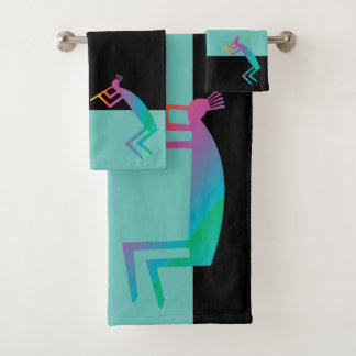 Indianerin Abstrakt Kokopelli Badhandtuch Set