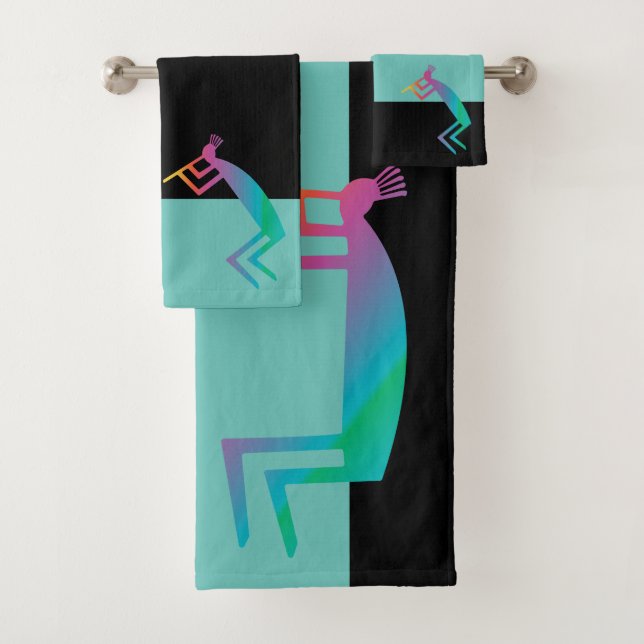 Indianerin Abstrakt Kokopelli Badhandtuch Set (Insitu)
