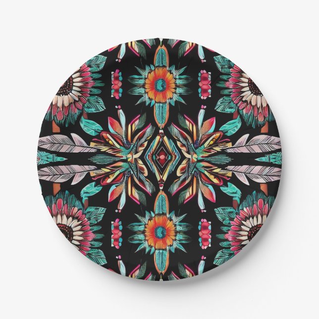 Indianerin Bohemain Pappteller (Vorderseite)