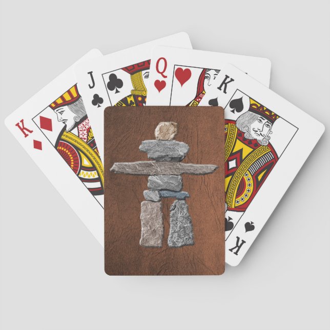 Indianerin Inuit Eskimo Inukshuk Spielkarten (Rückseite)