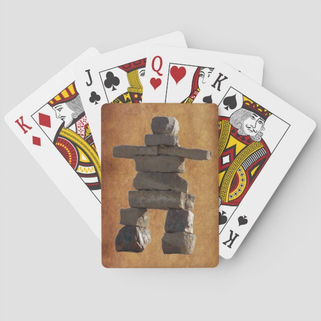 Indianerin Inuit Eskimo Inukshuk Spielkarten (Rückseite)