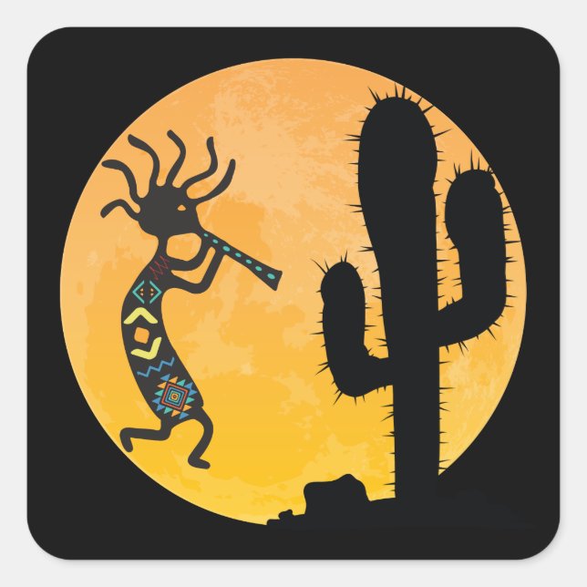 Indianerin Kokopelli Quadratischer Aufkleber (Vorderseite)