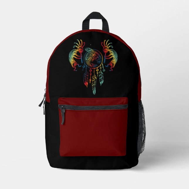 Indianerin Kokopelli Whale Dreamcatcher 1 Bedruckter Rucksack (Vorderseite)