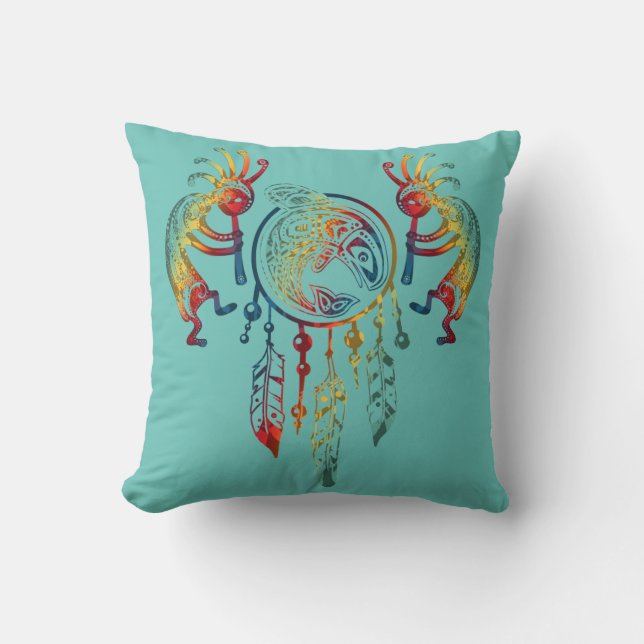 Indianerin Kokopelli Whale Dreamcatcher 1 Kissen (Vorderseite)
