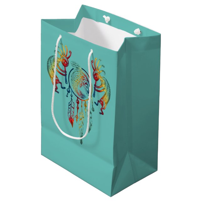 Indianerin Kokopelli Whale Dreamcatcher 1 Mittlere Geschenktüte (Vorderseite Schrägansicht)