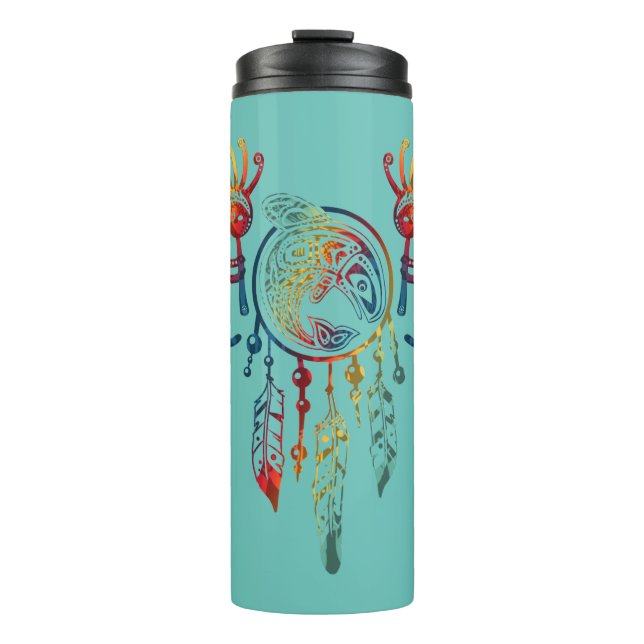Indianerin Kokopelli Whale Dreamcatcher 1 Thermosbecher (Vorderseite)