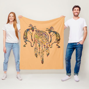 Indianerin Kokopelli Whale Dreamcatcher 2 Fleecedecke