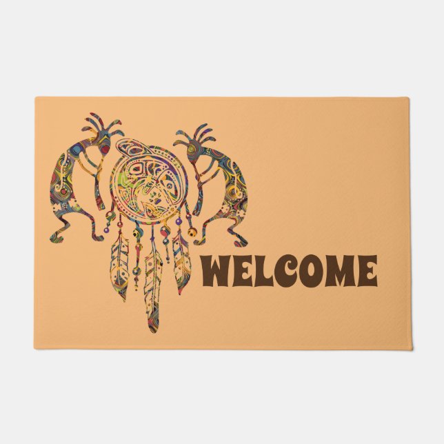 Indianerin Kokopelli Whale Dreamcatcher 2 Fußmatte (Vorderseite)