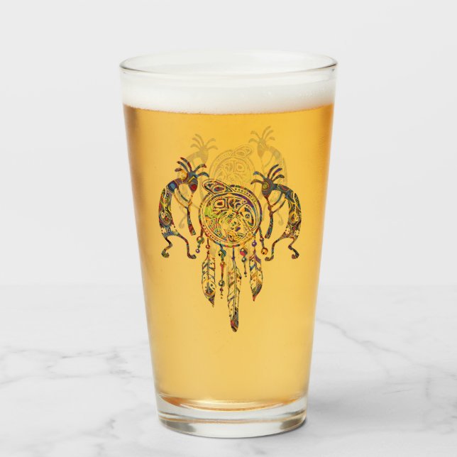 Indianerin Kokopelli Whale Dreamcatcher 2 Glas (Vorne (Gefüllt))