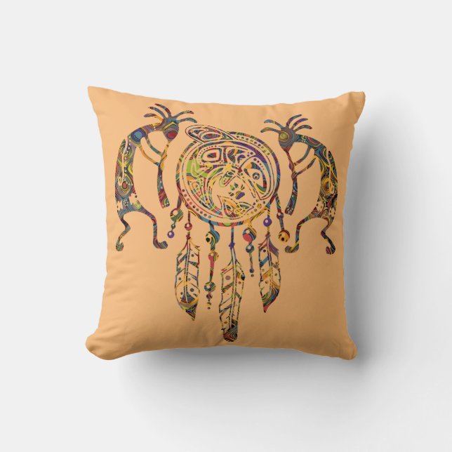 Indianerin Kokopelli Whale Dreamcatcher 2 Kissen (Vorderseite)